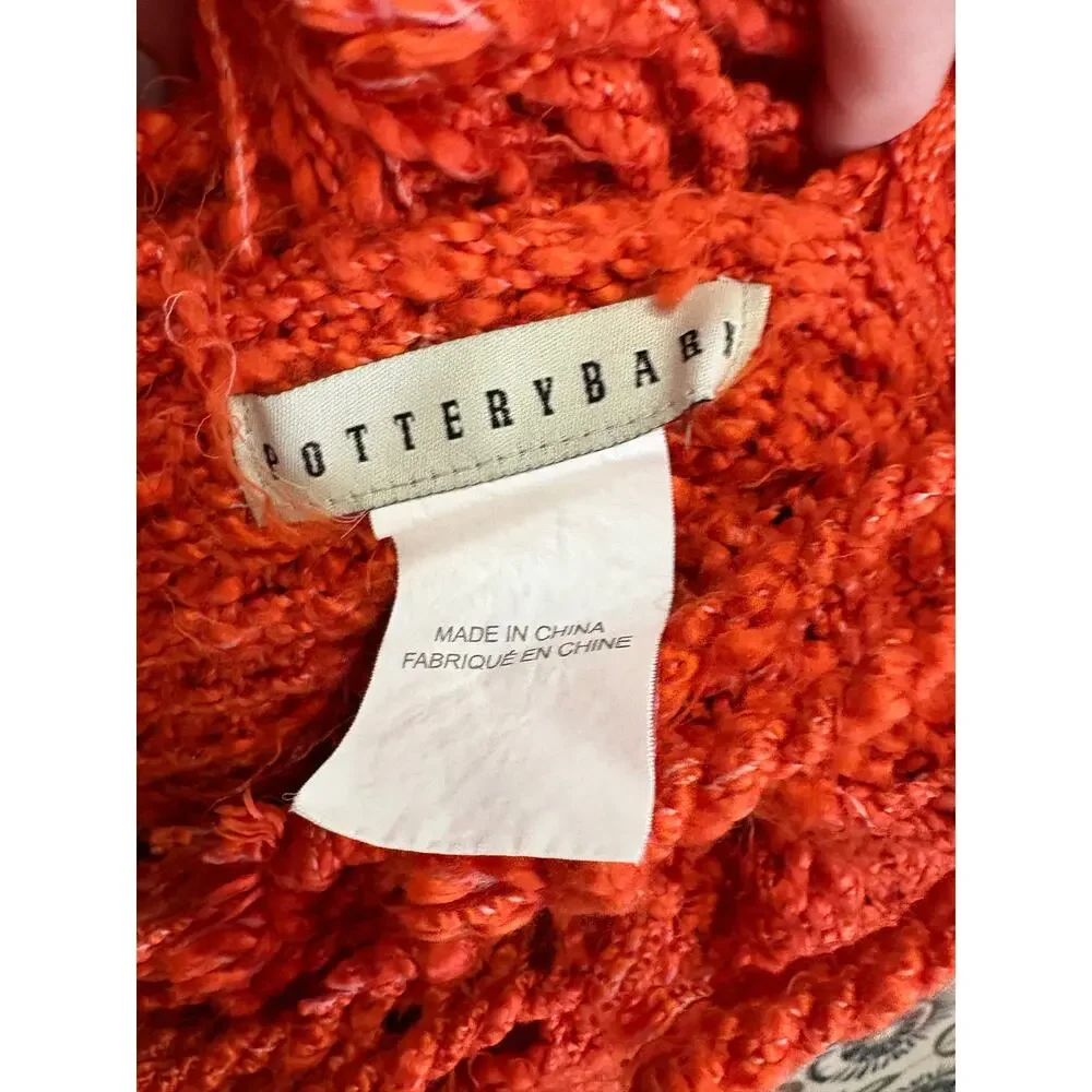 Pottery Barn orange terracota  Chunky Textured Throw Blanket 50x70